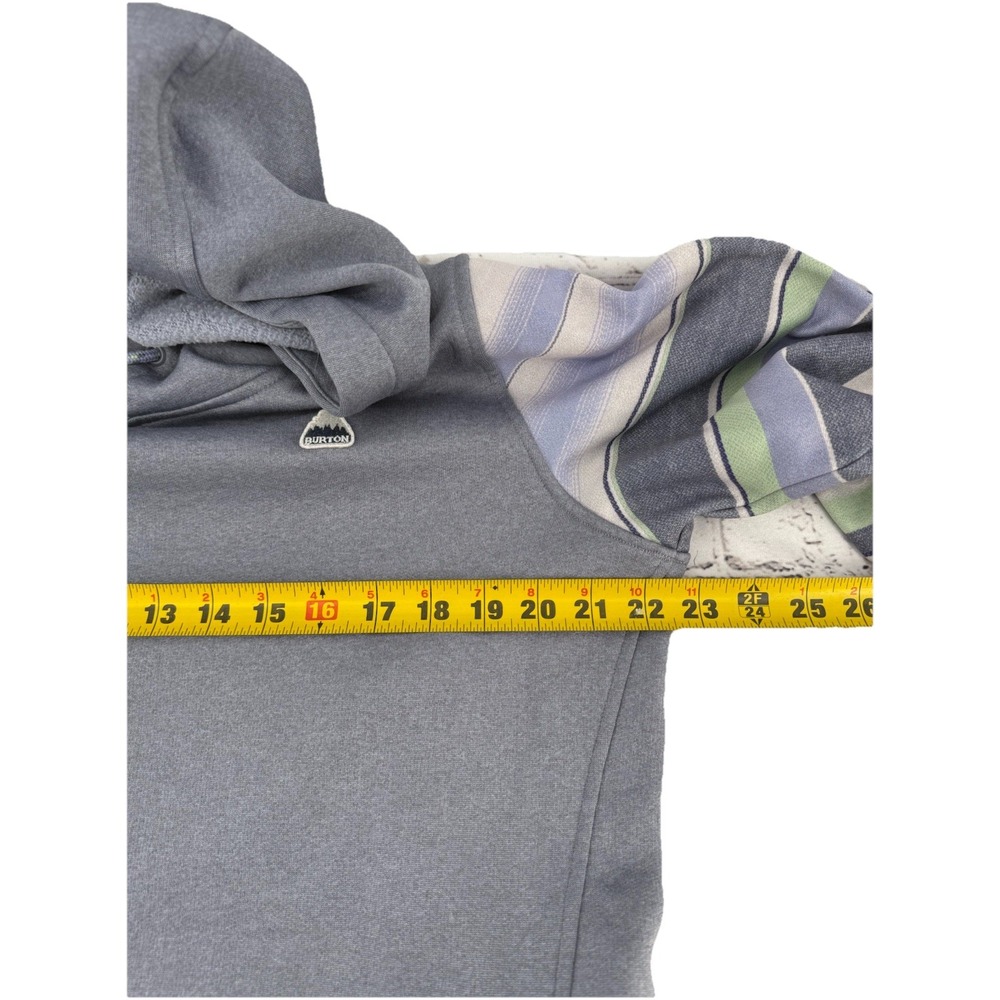 Burton Oak Long Pullover Hoodie Sweatshirt Women's L Gray Blue Multi‎ Stripes - Picture 6 of 7